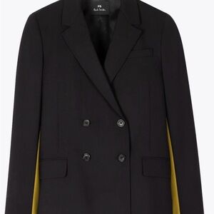 Paul Smith Black Wool Blazer With Mustard Inserts New Sz 46